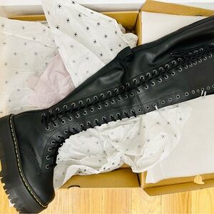 Dr. Martens Azreya Over the Knee Black Lace-Up Women's Platform Boots
